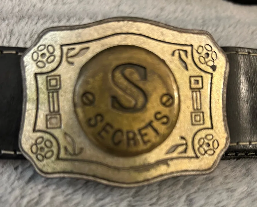Rare Authentic leather heavy metal buckle western belt