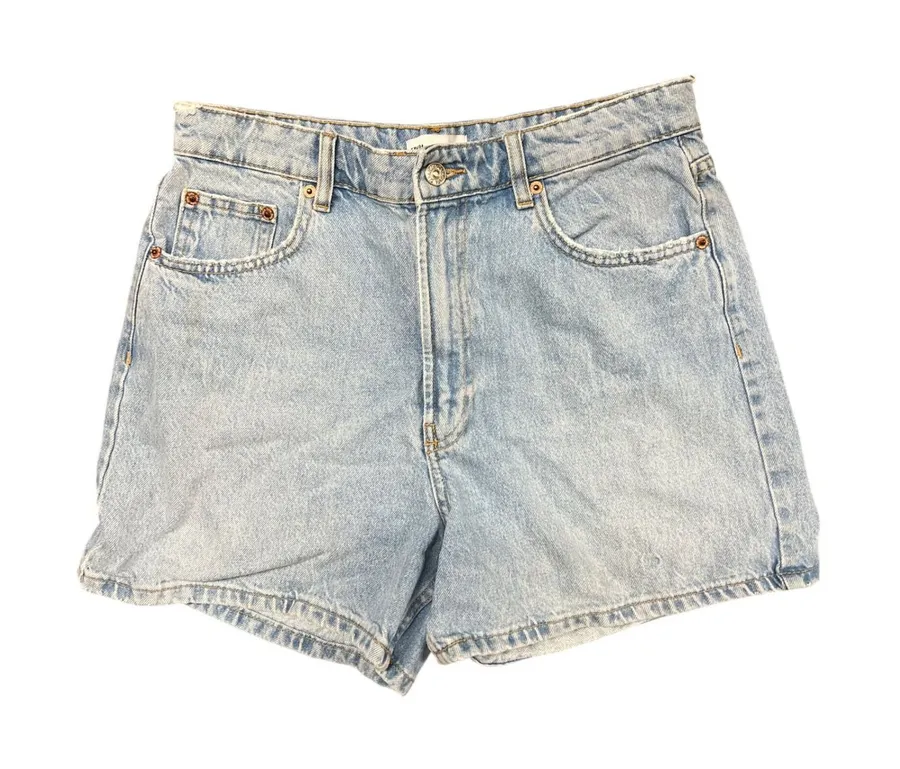 Zara High Waisted Light Wash Denim Shorts Size 8 Cotton Light Blue
