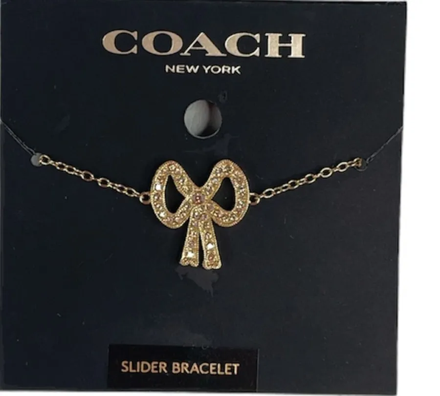 Coach Antique Bow Slider Bracelet, Gold Tone