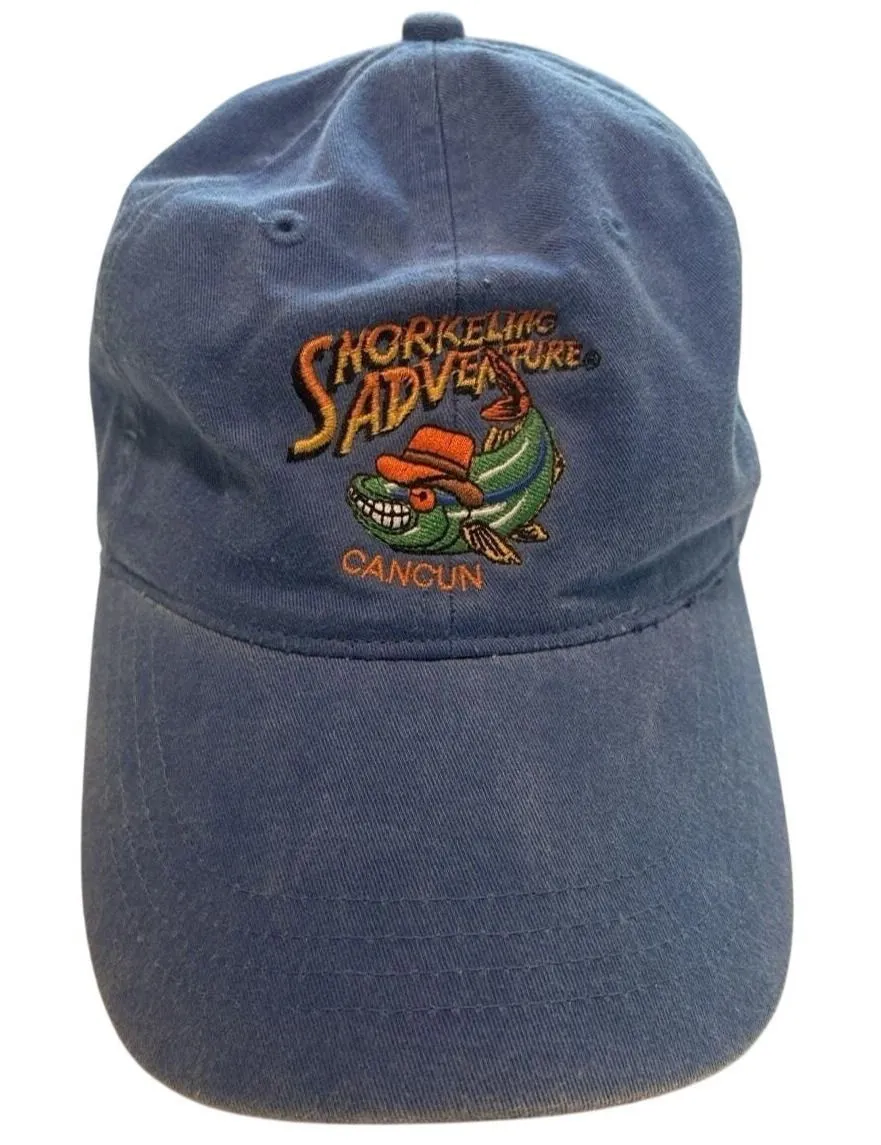 Vintage Cancun Snorkeling Adventure Hat Save The Reef Blue Cap OTTO Adjustable