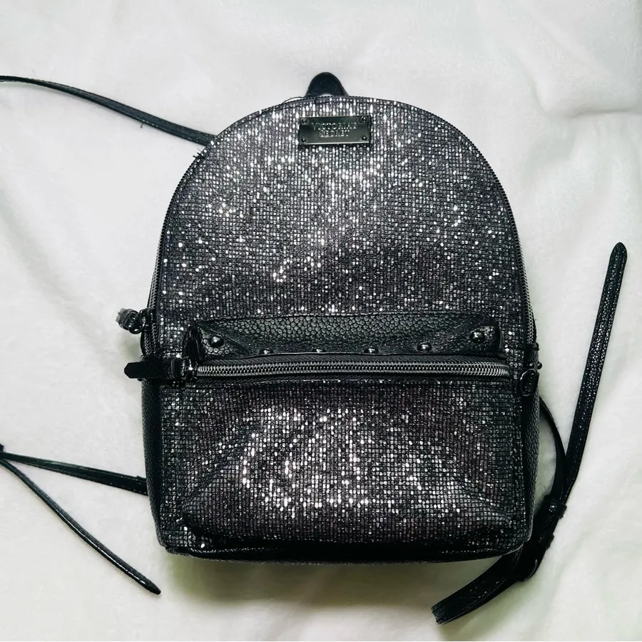 Victoria’s Secret Black Glitter Small City Backpack