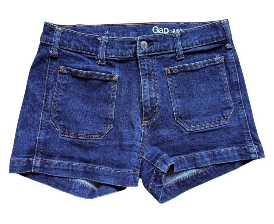 Womens Gap Jeans 2016 Patch Pocket Indigo Denim Jean Shorts - Sz 28 ( 6 )