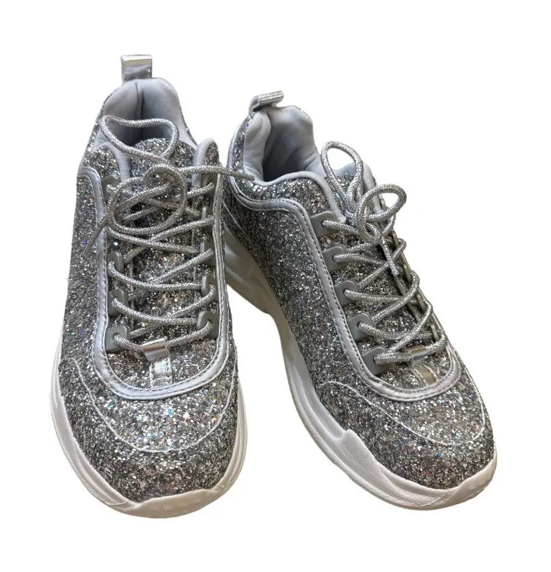 Wild Diva Lounge women’s silver sparkling shoe/ sneakers size 7.5 SKU 3544