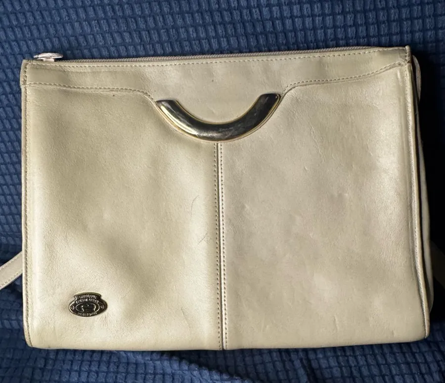 Vintage Etienne Aigner Leather Crossbody Bag in Cream