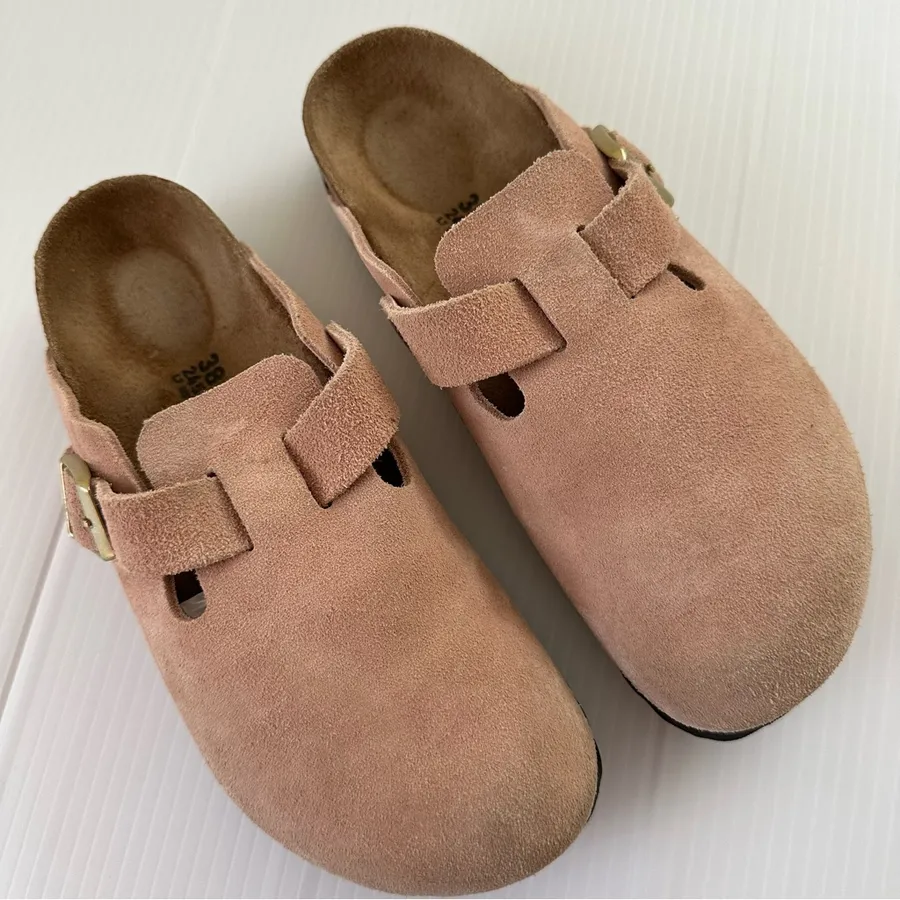 Birkenstock Boston Suede Mules Pink Clay, 7-7.5 (38)