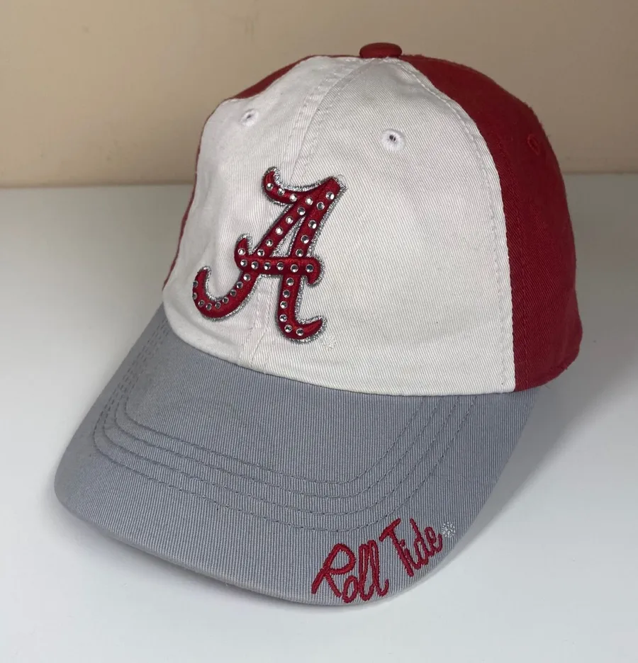 Captivating Headwear Alabama Baseball Cap Rhinestone Roll Tide Hat Red