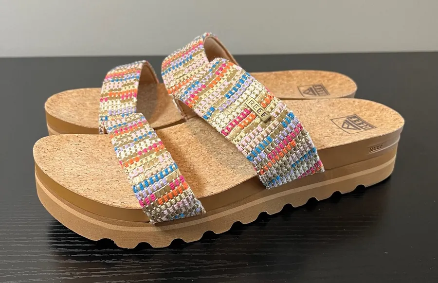 Reef Cushion Vista Hi Multi Woven Platform Sandals Women's 11 Cork Slide