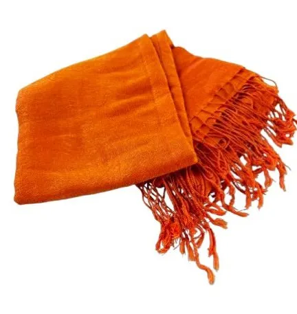 Orange Paskmina Fringe Scarf