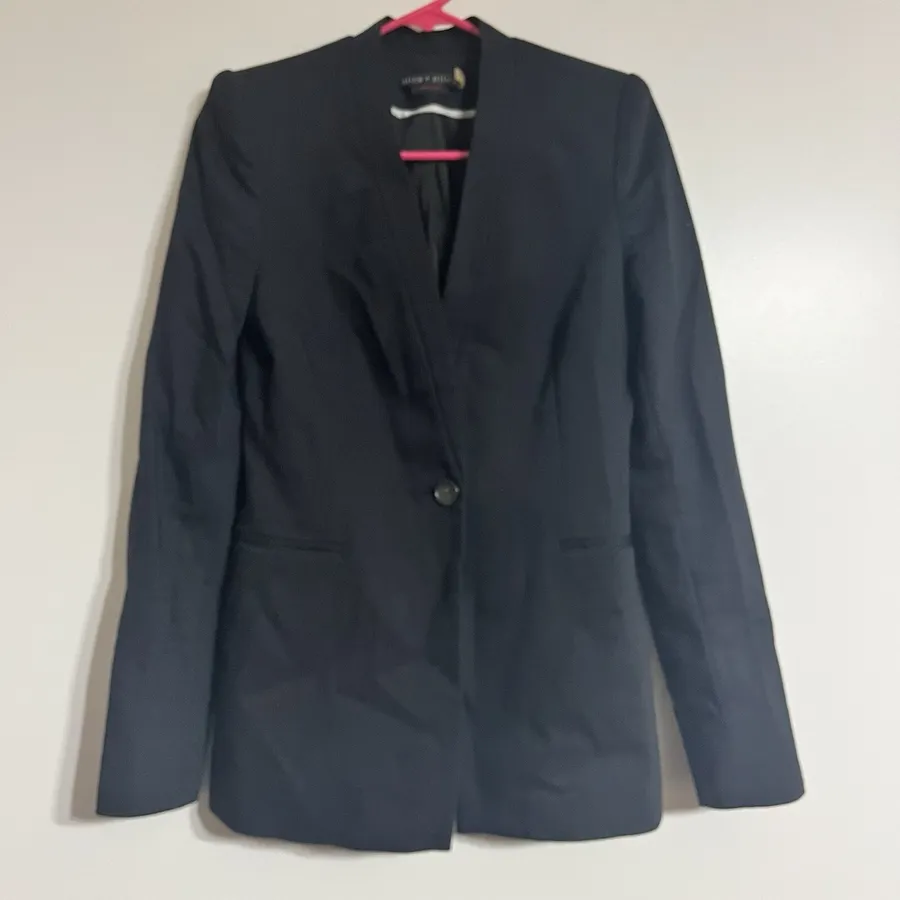 Women's Alice + Olivia Employed Collarless Blazer Suit Jacket Size 6 Black