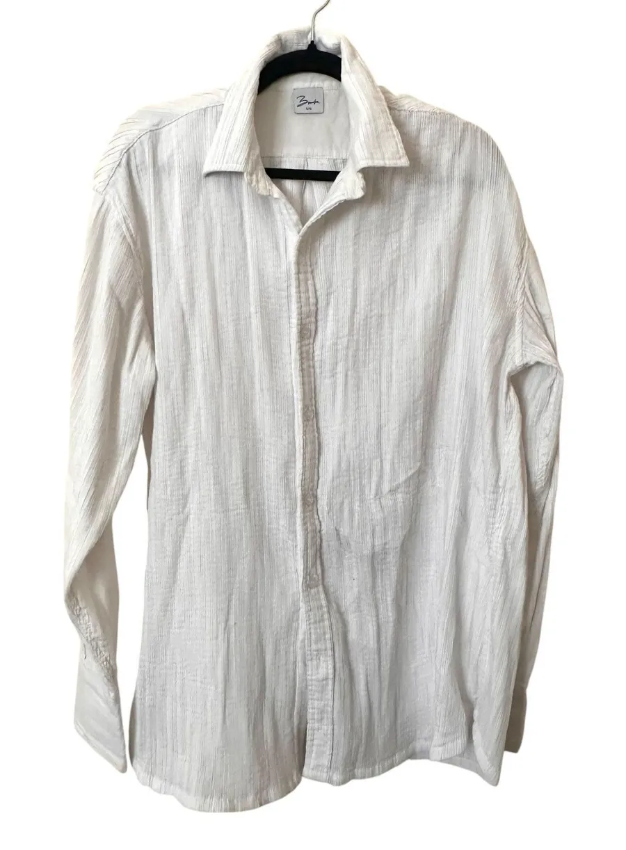 BAMBA SWIM Accordion Pleat Oversized Coverup Top White S/M