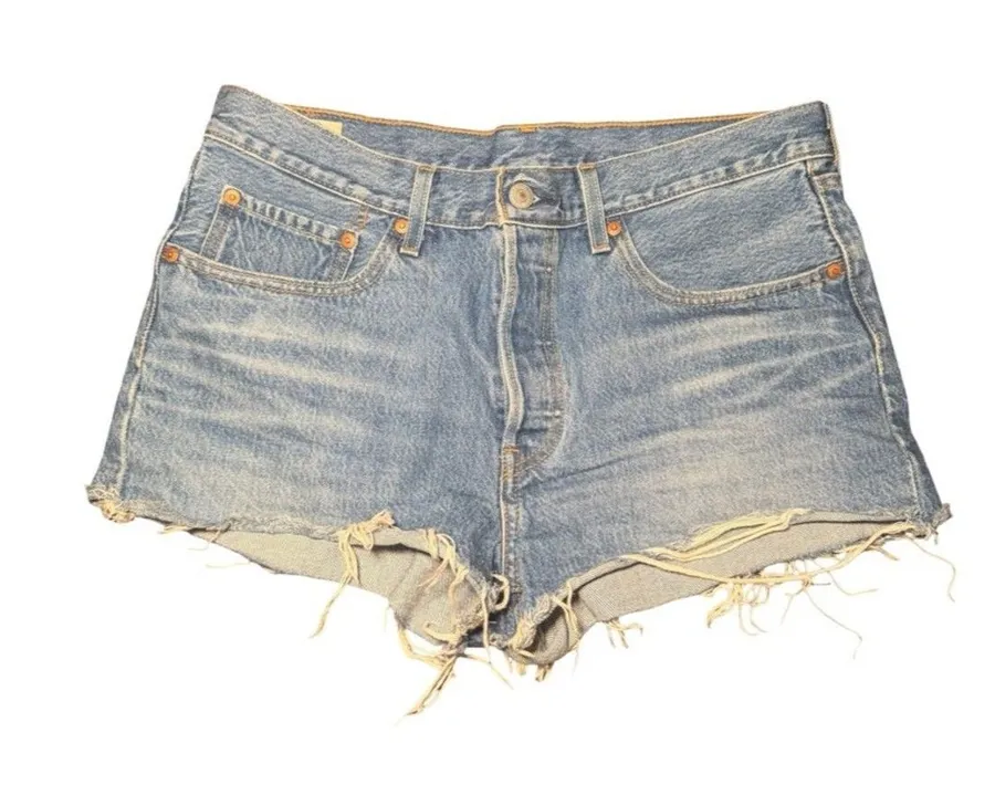 Levi's 501 Original Distressed High Rise Denim Jean Shorts Size 31