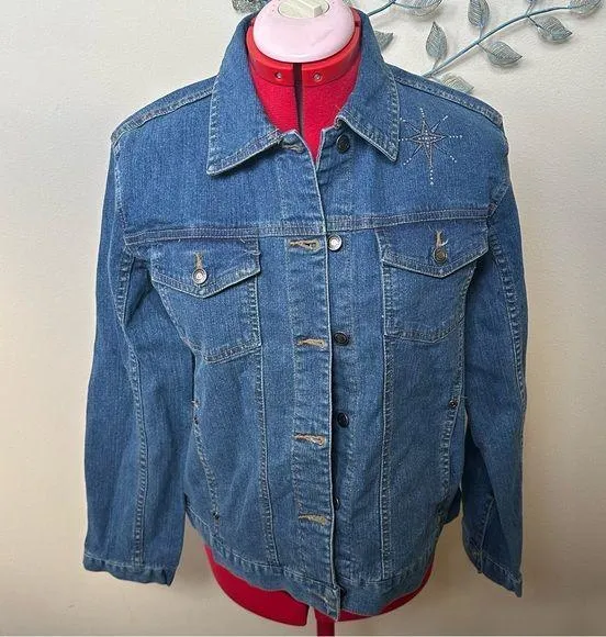 Embellished jean jacket Small NWOT Blue