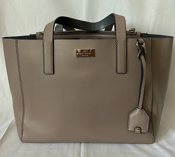 Kate Spade Authentic Gorgeous Light Gray/Taupe Leather Bag Purse πΊπΊ