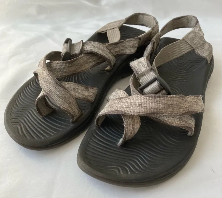 Chaco Sport Outdoor Sandals Gray White Women Size 8W Gorpcore Hiking Camping Fun