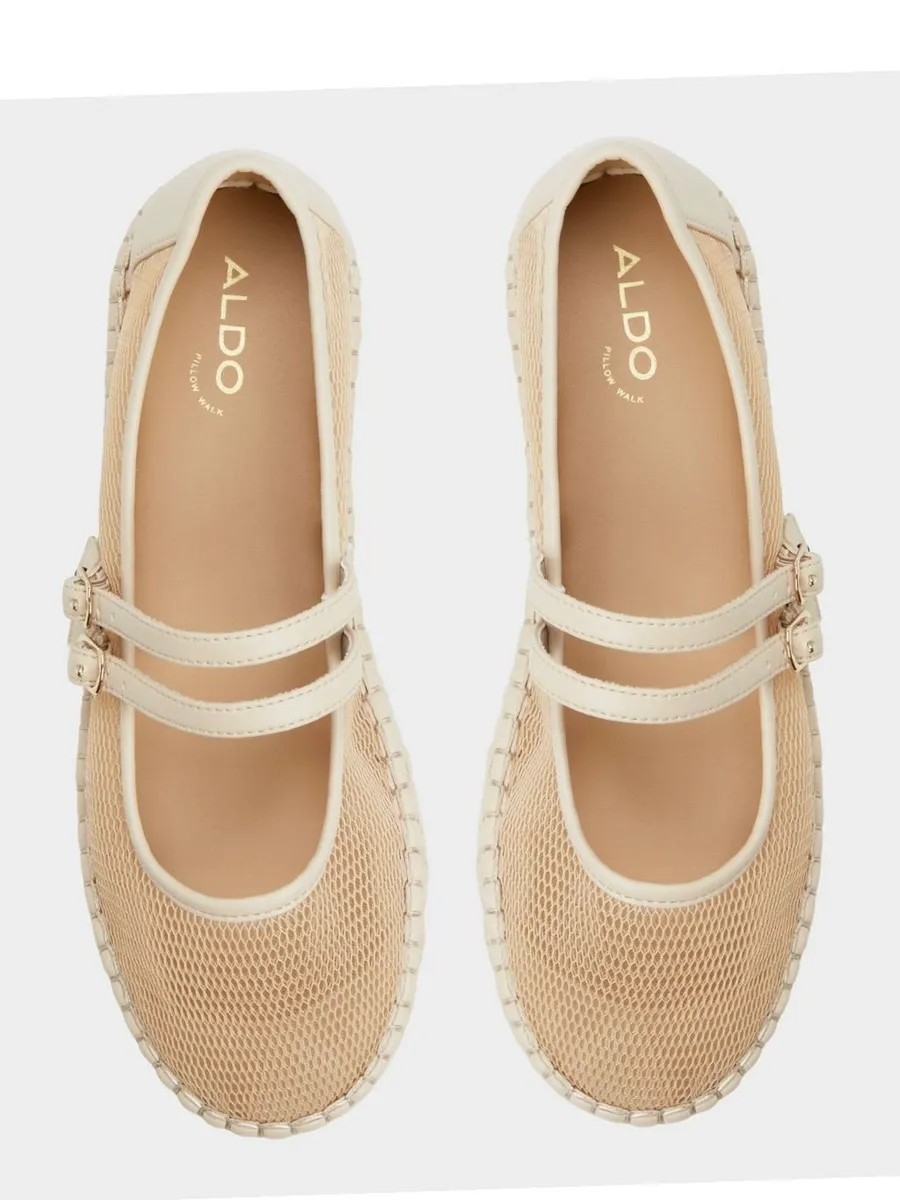 NEW ALDO Summerfling Platform Mary Jane Loafer In Color Beige Mesh sz-11