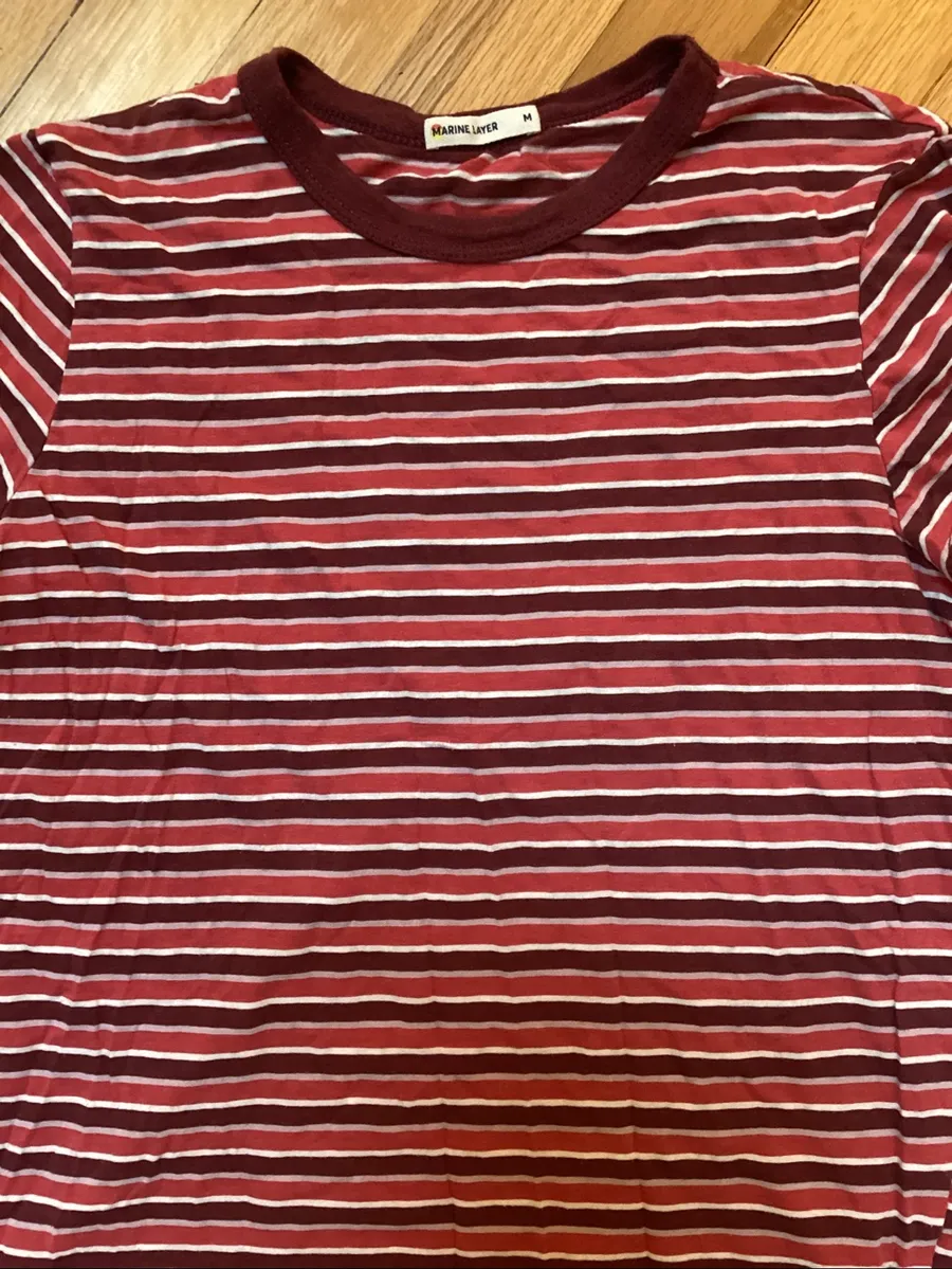 Marine Layer Womens Swing Crew Striped Cotton T Shirt Short Sleeve Size medium