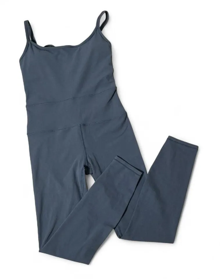 Vuori Mindset Jumpsuit Blue Strappy Back Yoga Bodysuit VW485 Womens S