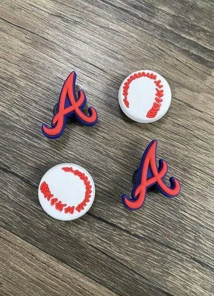 Atlanta Braves Baseball Team Charm For Crocs Shoe Charms - 4 Pieces