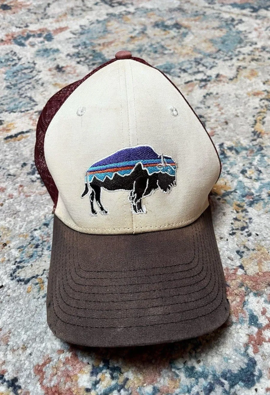 Patagonia 6-Panel Cap Men Burgundy Embroidered Adjustable Snapback Trucker Hat