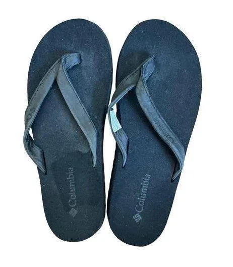 Columbia Women Leather Top Flip Flops Black Size 6
