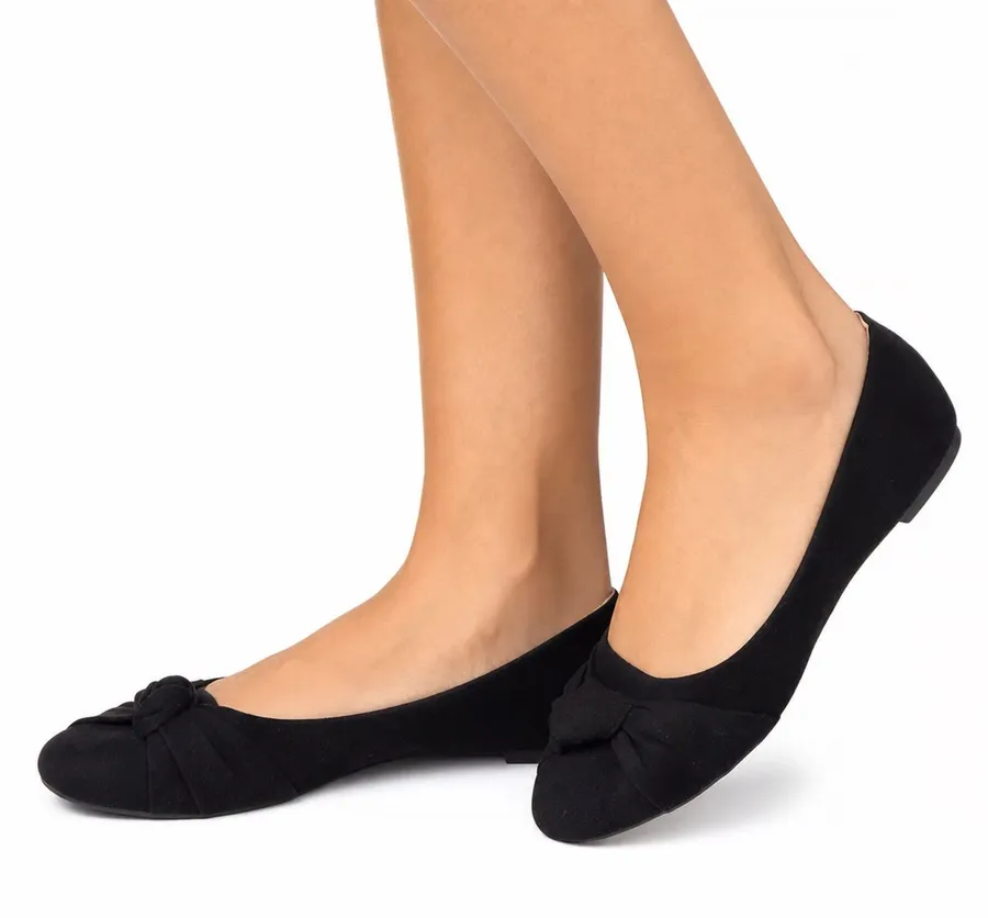 EbicStep Flats Womens 9 Jessica Black Knotted Bow Faux Suede Leopard NEW