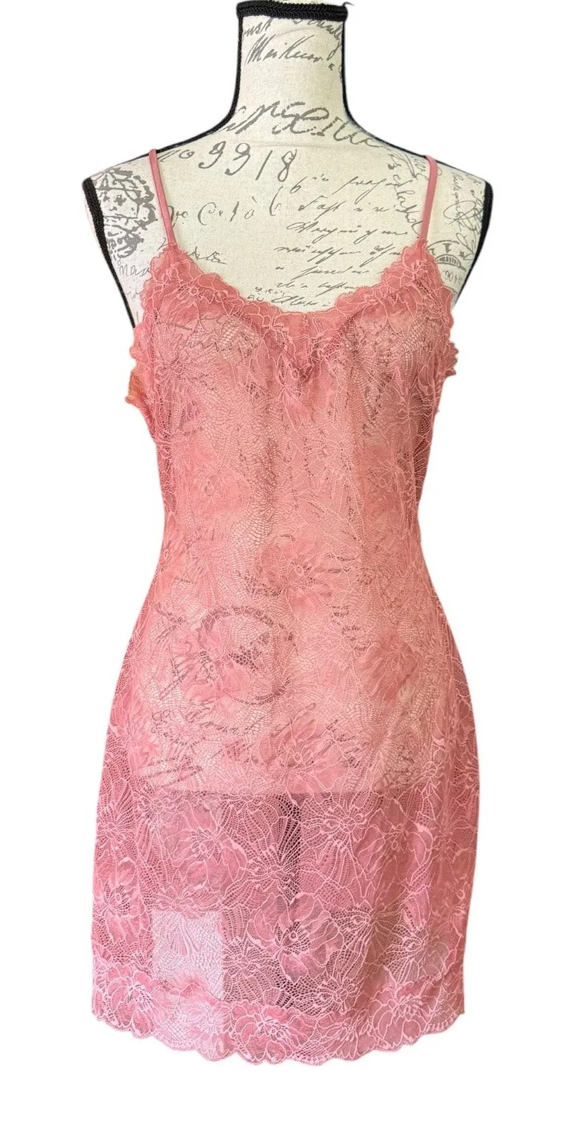Victoria's Secret Floral Sheer Lace Chemise Slip Lingerie Pajama Nighty Large