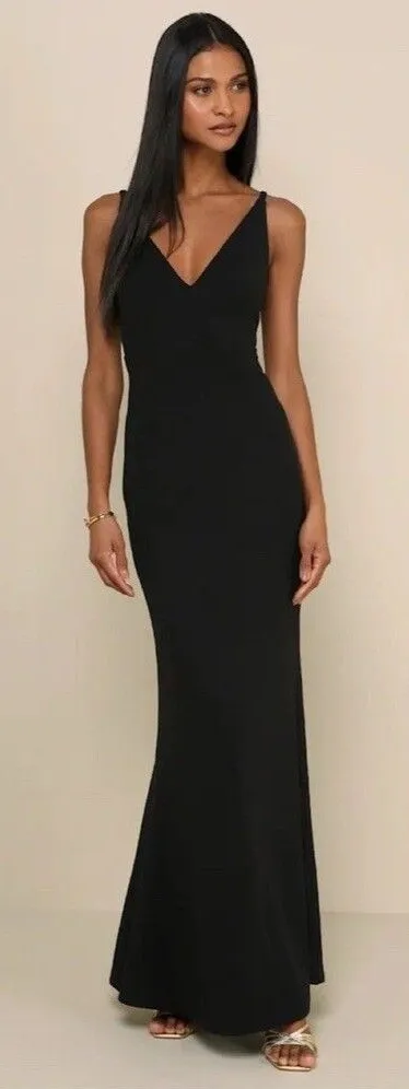 Lulus Melora Black Sleeveless Maxi Dress Size XS NWT Wedding Formal Black Tie