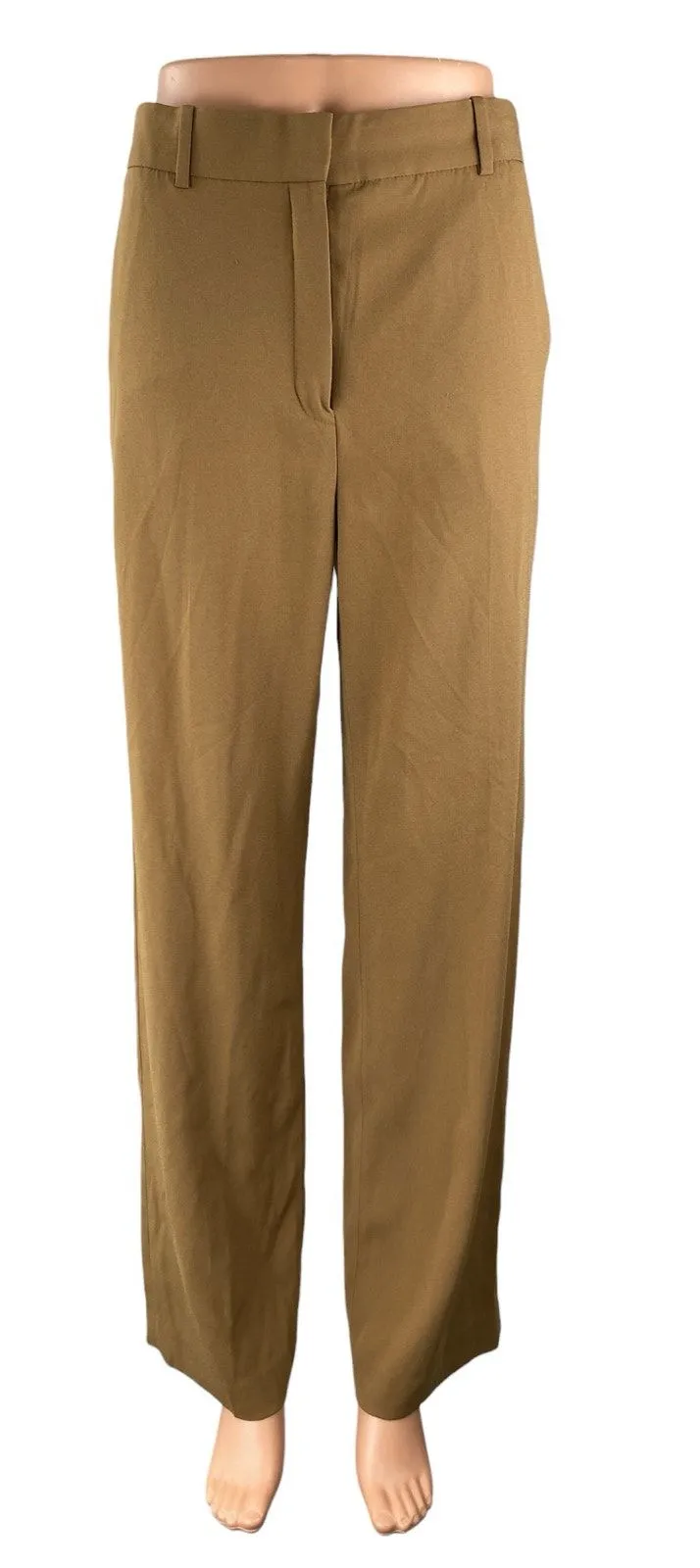 Aritzia Babaton Women's Tan High Waisted Wide Leg Straight Trousers Pants Size 4