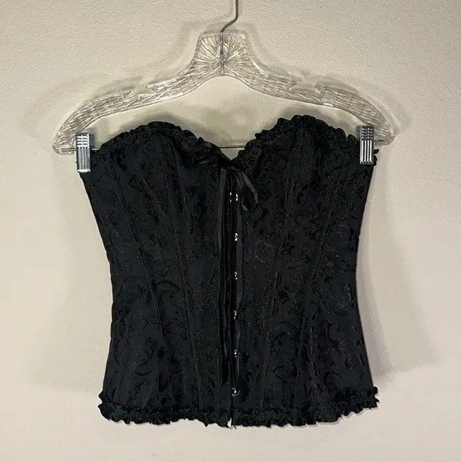 Black Lace Corset Bustier Top Size M