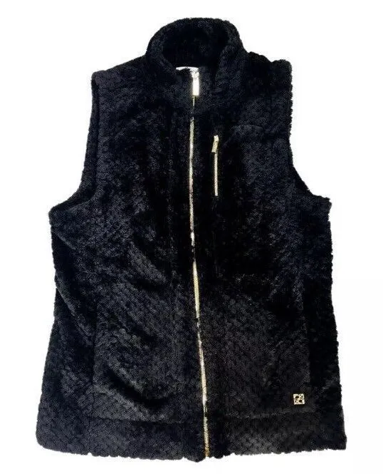 Women's Calvin Klein Quilted Faux Fur Vest, Black, Size S