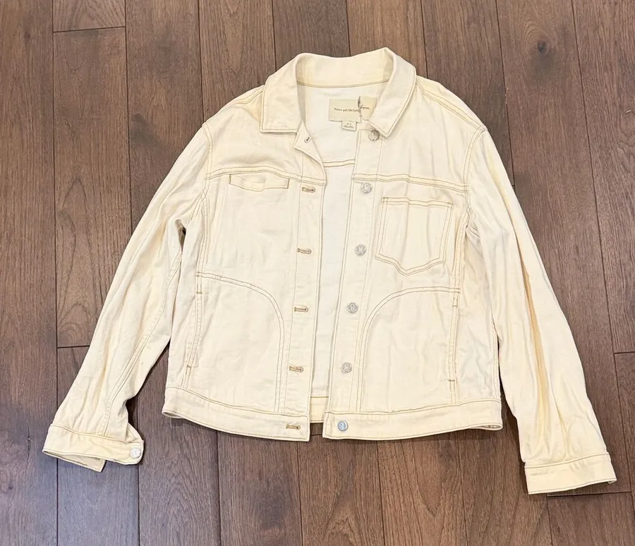Pilcro + The Letterpress Cream Denim Jacket Size Small C8-011