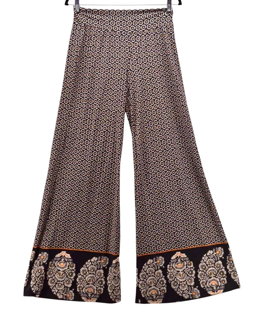 Wide Leg Boho Swim Cover Up Pants Black Large Black