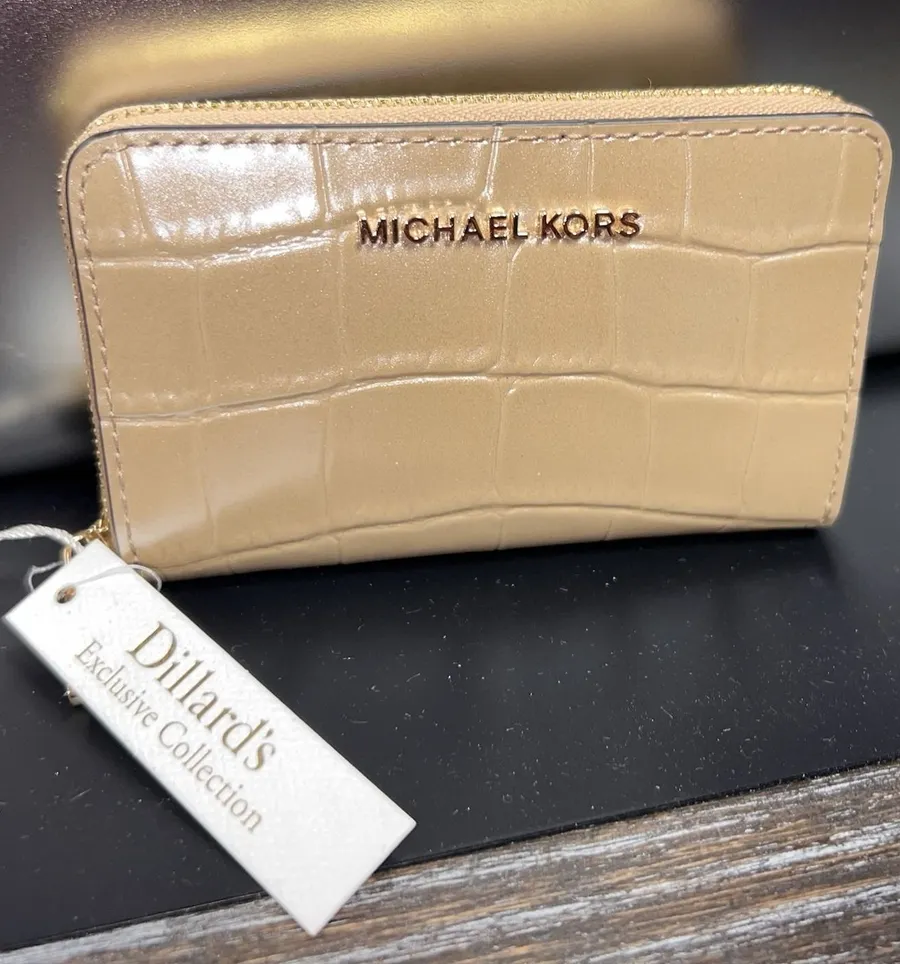Michael Kors Wallet Small Tan New Croc Embossed Zip Dillard's Exclusive