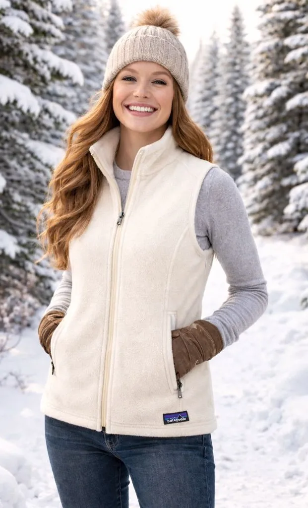 Patagonia Synchilla Cream Fleece Vest Women’s Size Small Zip Up