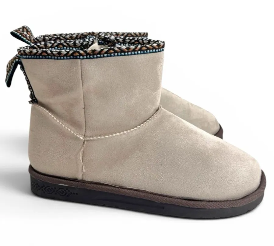 Muk Luks Tasha Side Zip Winter Boots in Color Stone Brown Size 9