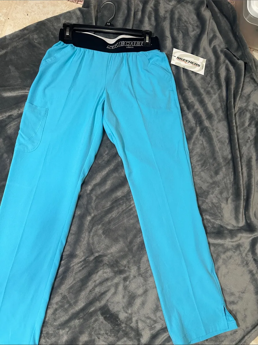 Ladies Skechers Scrub pants Turquoise Elastic Waist Sz S NWT