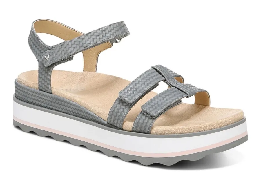 Vionic Lex Platform Sandals Women 7 Grey Orthopedic Comfort Walking Open Toe