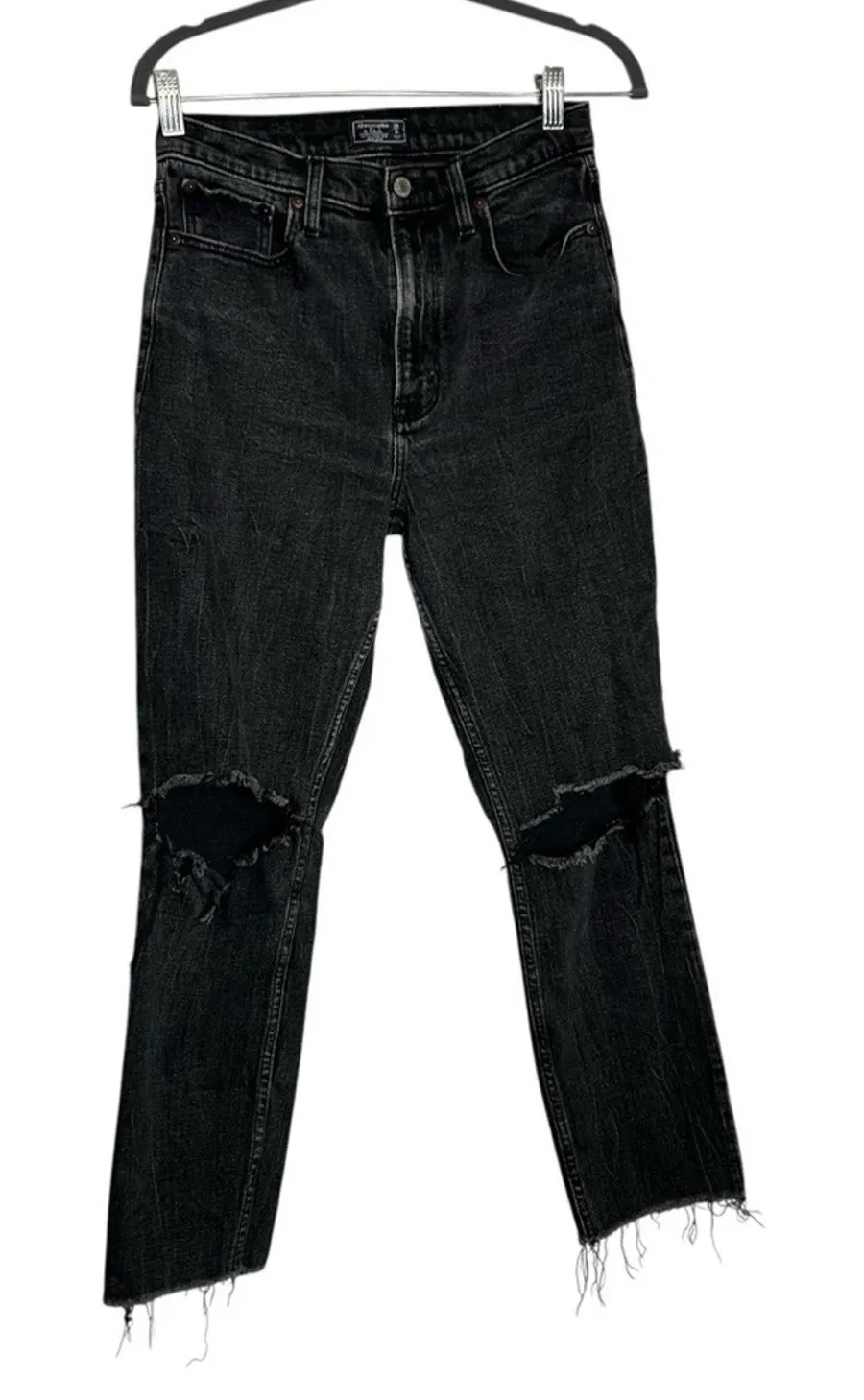 Abercrombie & Fitch Black Ultra High Rise Mom Jean Distressed Size 28/6