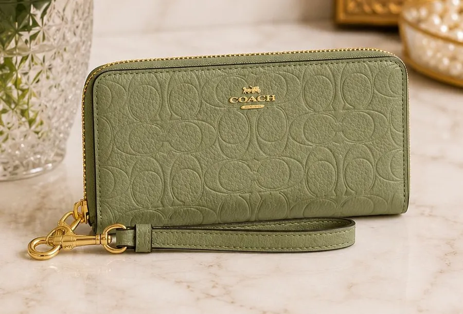 COACH Long Zip Around Wallet in Pistachio Signature Leather CEW21 – NWT