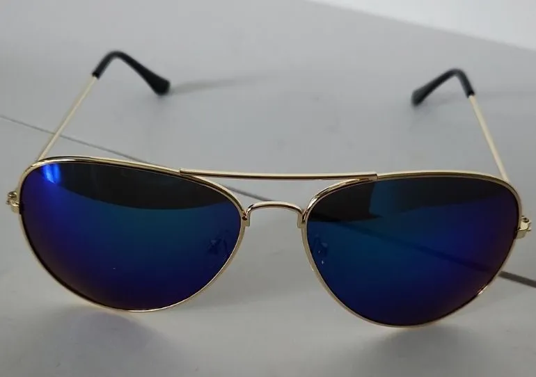Aviator Golden Frame Blue Lens Sunglasses Sunnies Unisex