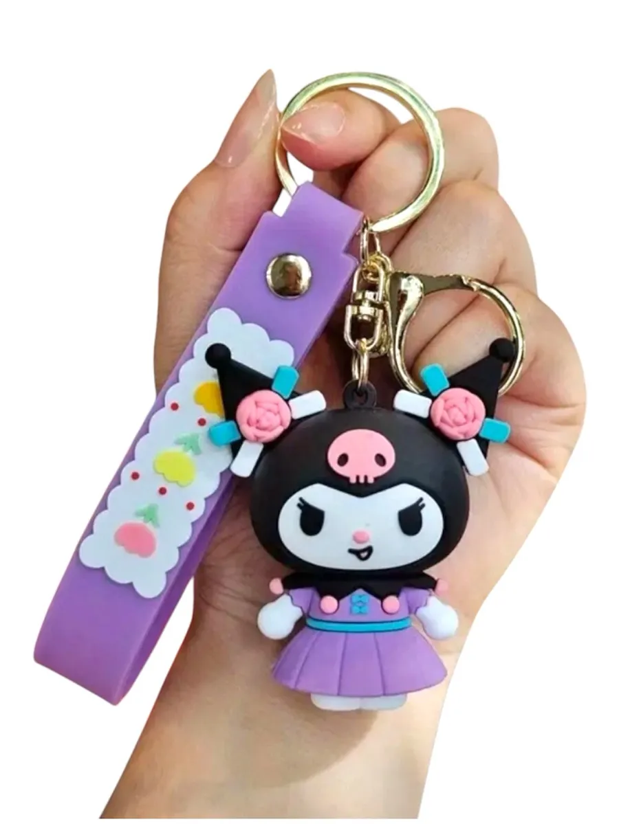 Sanrio Kuromi Purple Dress Floral Hair Charm Keychain Lanyard Bag Charm Gift