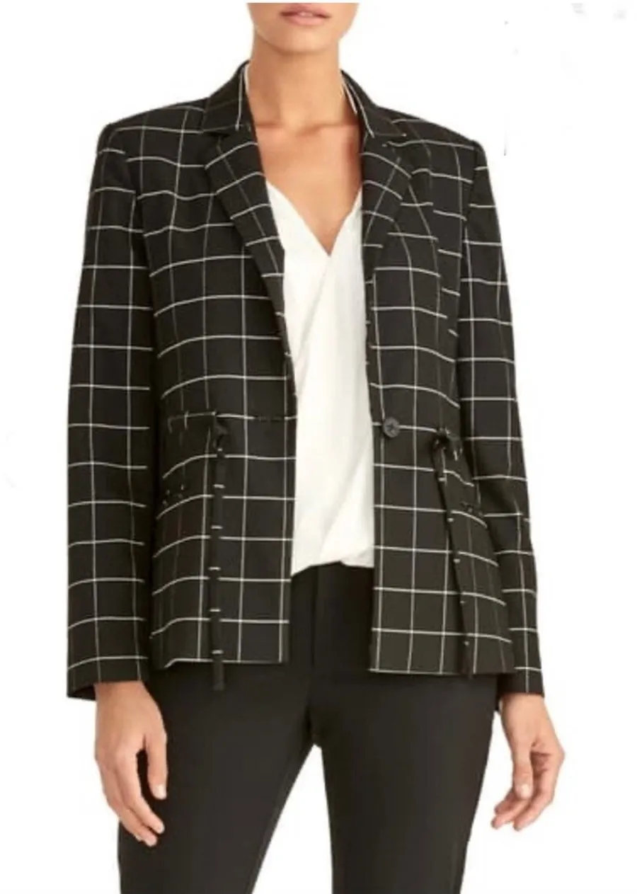 RACHEL ROY COLLECTION Amalia Plaid Jacket Women's Black & White Size Small NEW