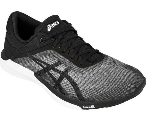 Asics FuzeX Rush FuzeGEL Black Grey Lace Up Running Sneakers Size 9.5
