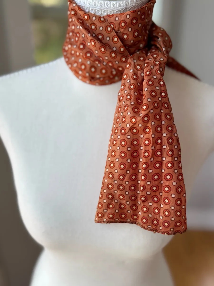 Vintage 70’s Rust Orange Medallion Patterned Scarf or Belt