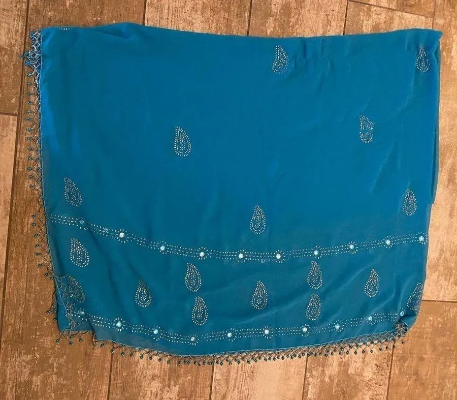 Surface Blue Beaded Rhinestone Scarf
