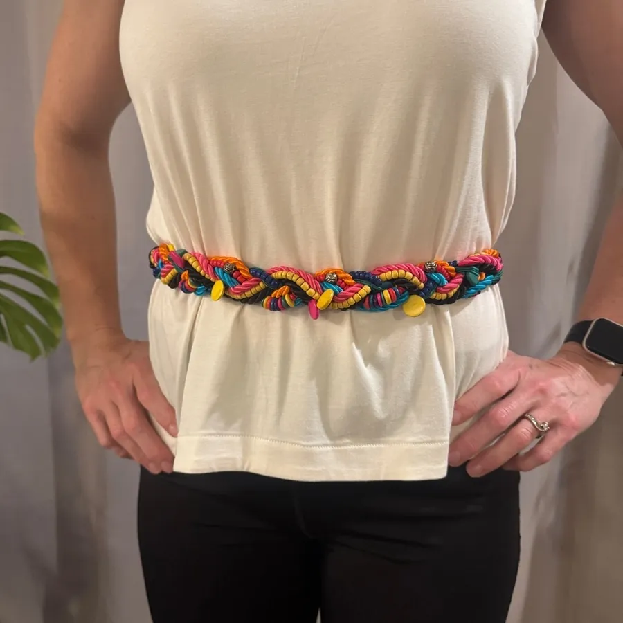 2 Vintage 80’s Colorful Braided Women's Belt