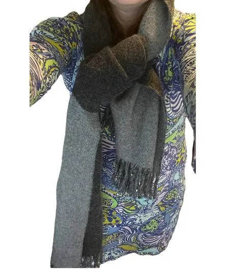 Gray fringed scarf 66x20 inches
