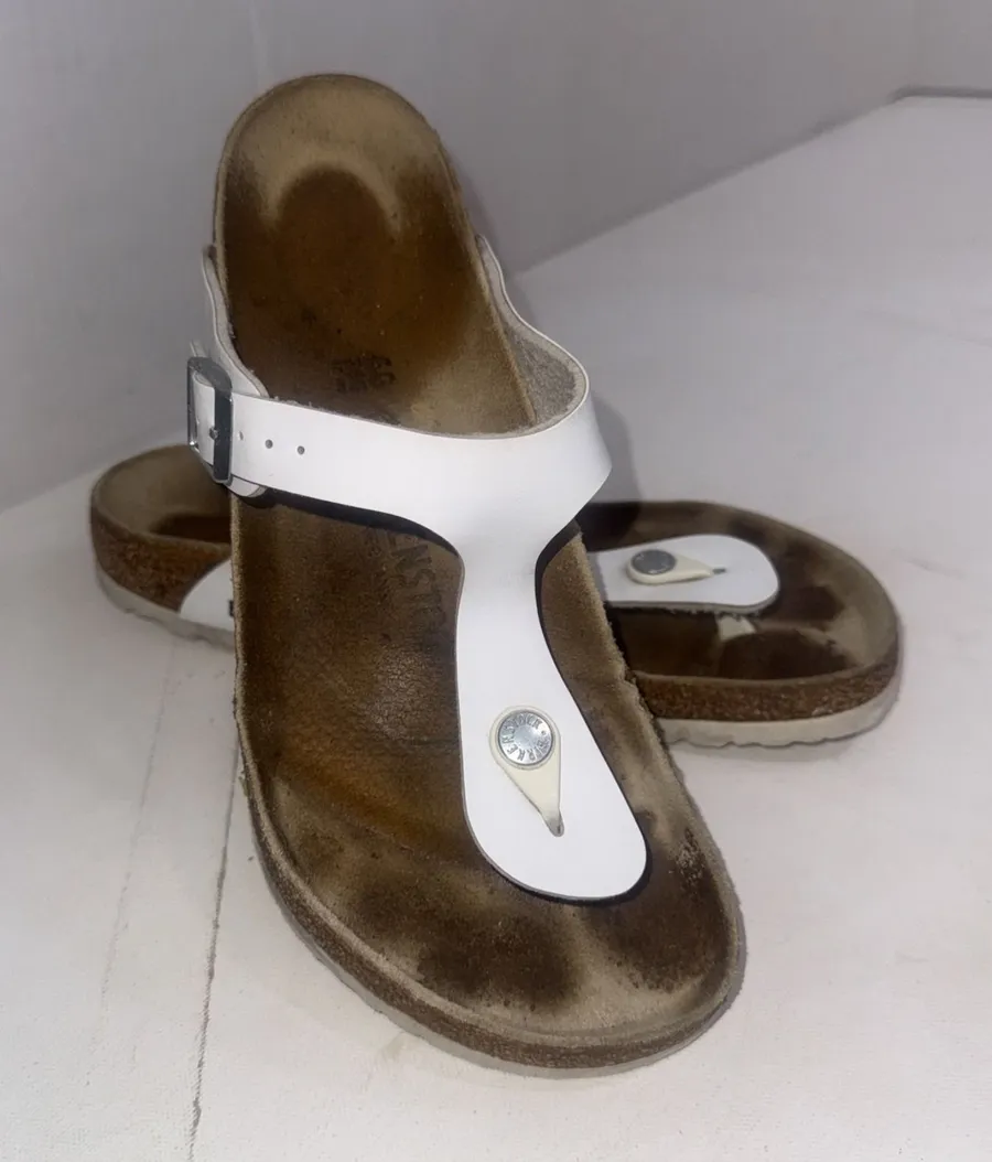 Birkenstock White Leather Gorpcore Outdoor Nature Gizeh Sandals Women's Size 9