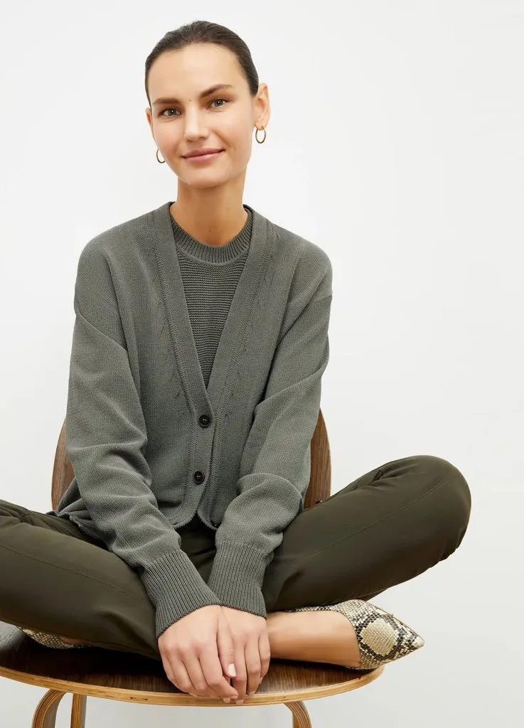 MM Lafleur The Cookie Cardigan Sleek Cotton in Fossil