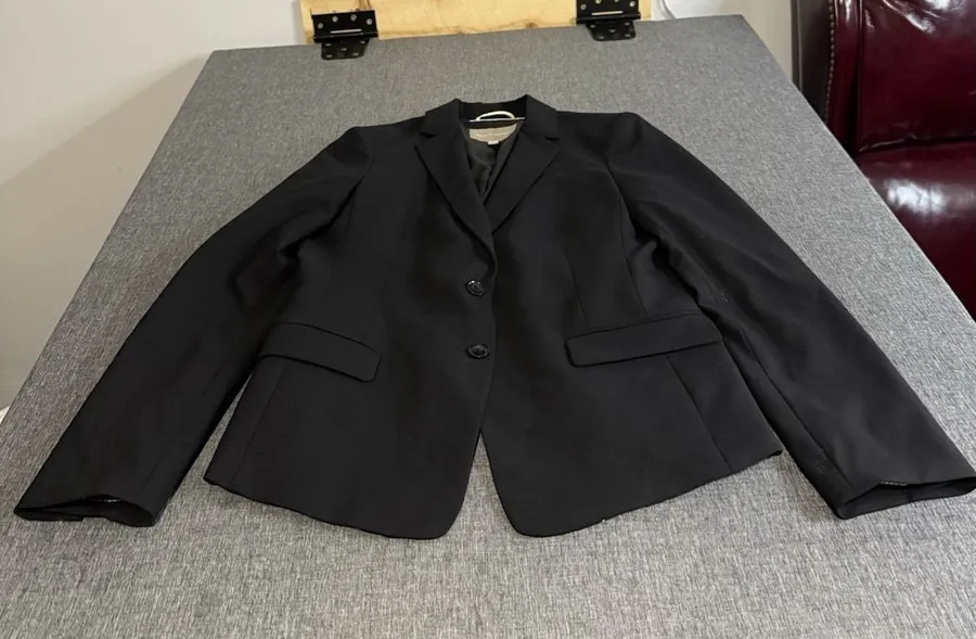 Banana Republic Womens Black Wool Blend 2-Button Blazer Jacket Sz 8 Professional